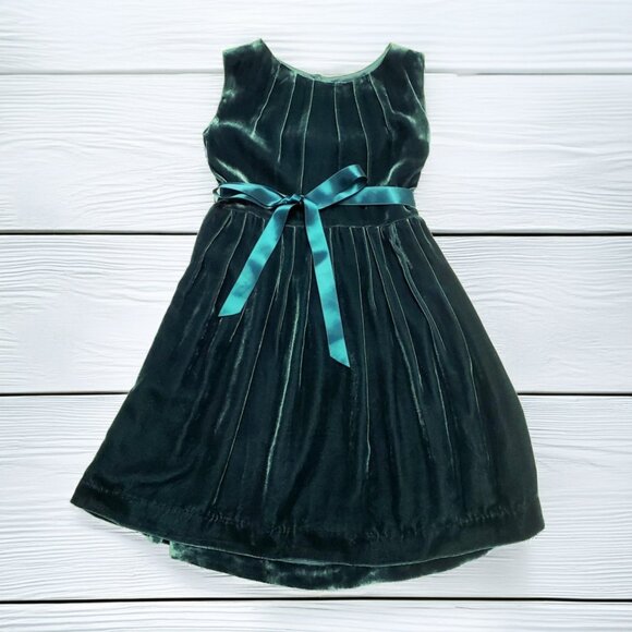 Rachel Riley Other - NWT Rachel Riley Green Silk Velvet Dress Size 7